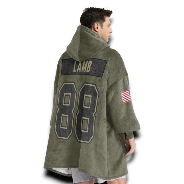 Cowboys Lamb 88 Olive Salute To Service Football Blanket Hoodie