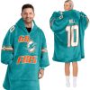 Dolphins Go Fins Hill 10 Football Unisex Blanket Hoodie