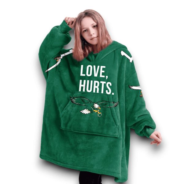 Eagle 1 Love Hurts Football Unisex Blanket Hoodie