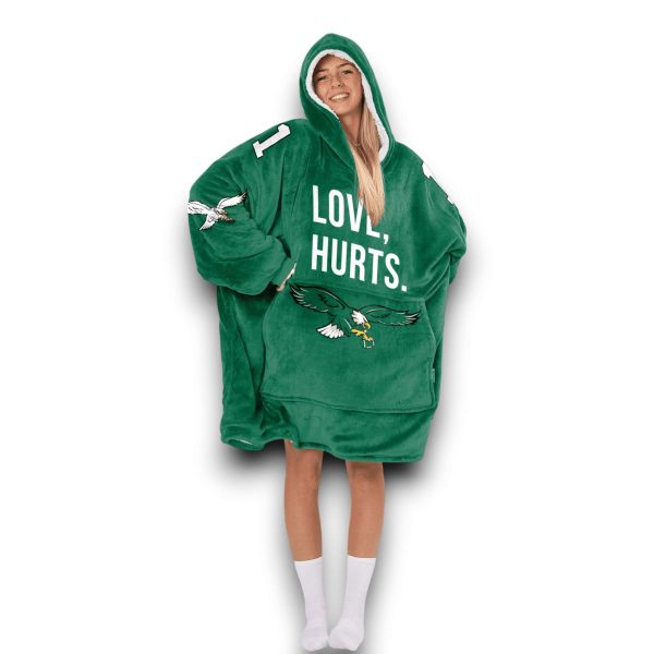 Eagle 1 Love Hurts Football Unisex Blanket Hoodie