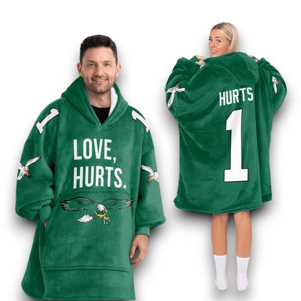 Eagle 1 Love Hurts Football Unisex Blanket Hoodie