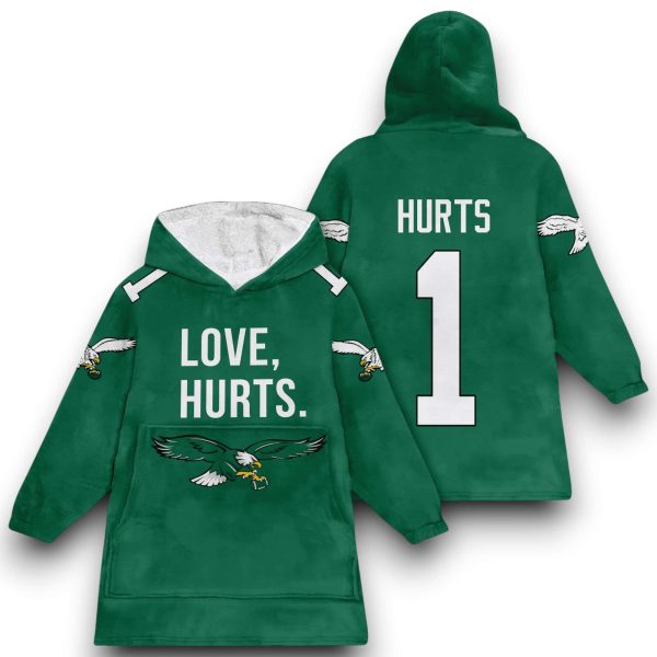 Eagle 1 Love Hurts Football Unisex Blanket Hoodie