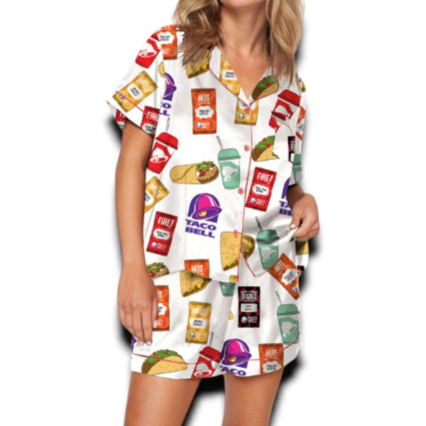 Fast Food Print Pajama Set For Women