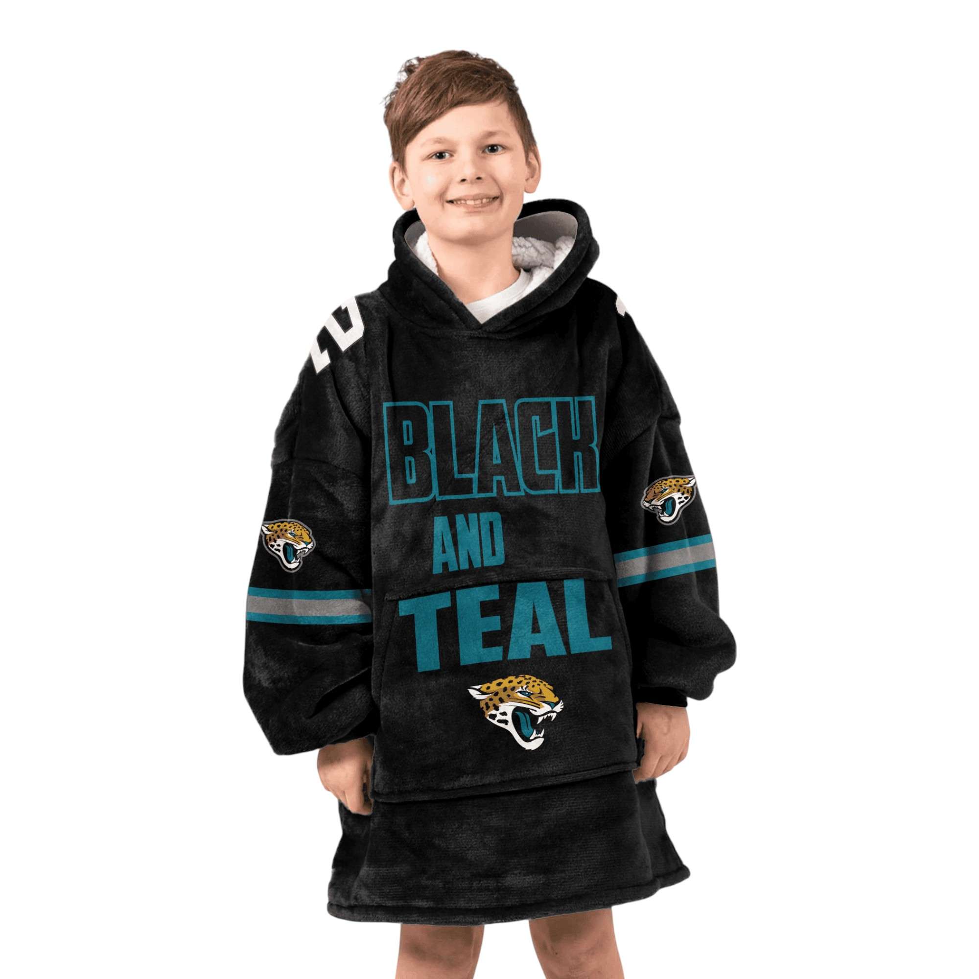 Jaguars Black And Teal Hunter 12 Football Unisex Blanket Hoodie 6 Jaguars Black And Teal Hunter 12 Football Unisex Blanket Hoodie