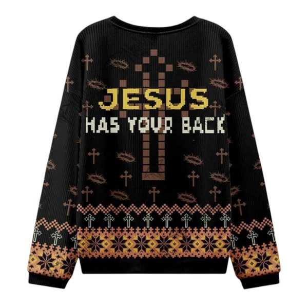 Jesus Has Your Back Ugly Christmas Sweater 2025