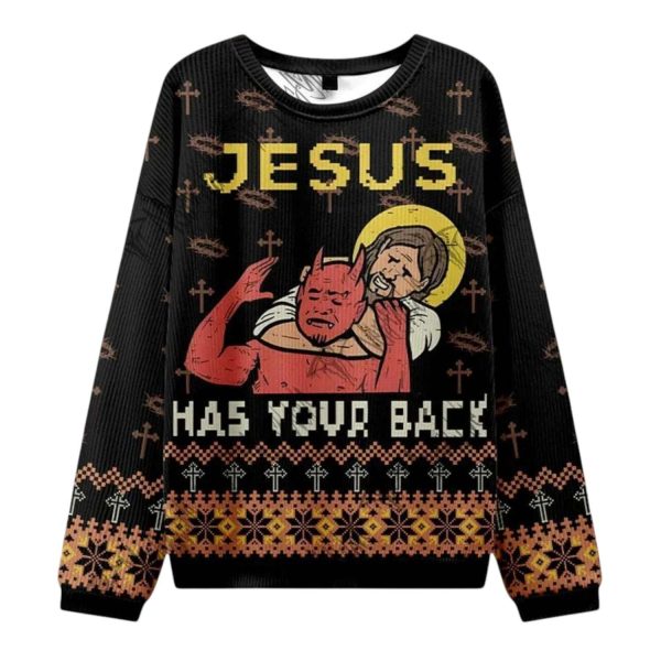 Jesus Has Your Back Ugly Christmas Sweater 2025