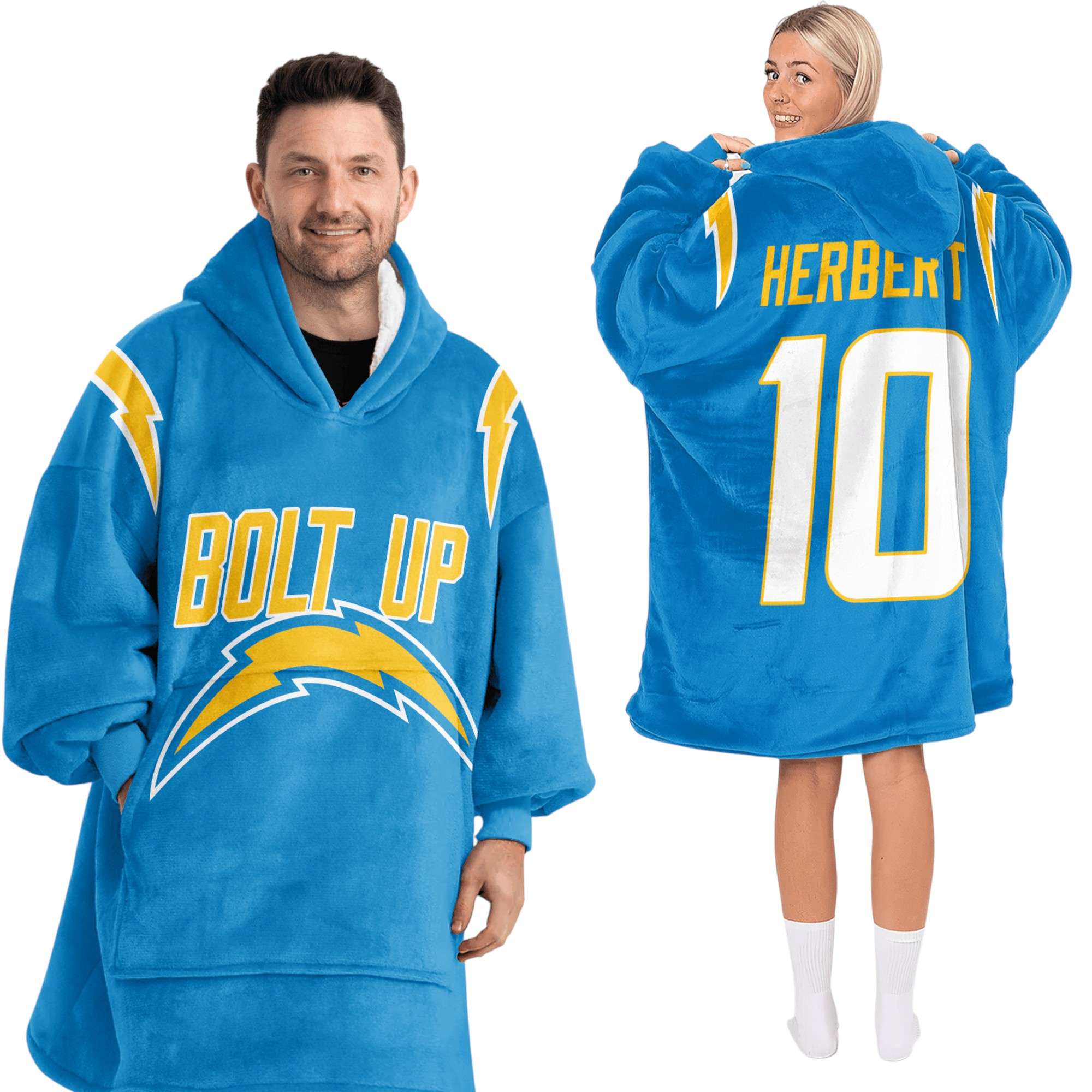 LA Rams Herbert 10 Bolt Up Football Unisex Blanket Hoodie LA Rams Herbert 10 Bolt Up Football Unisex Blanket Hoodie