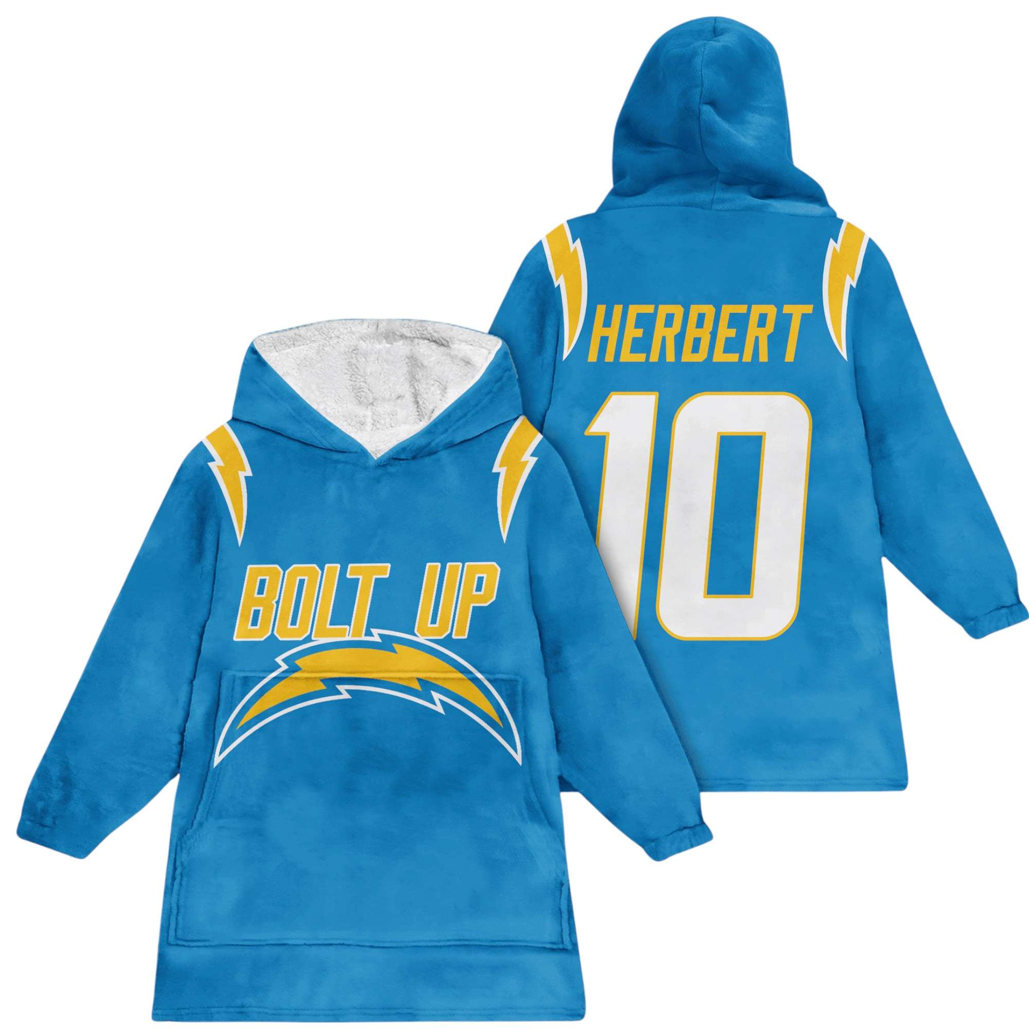 LA Rams Herbert 10 Bolt Up Football Unisex Blanket Hoodie 1 LA Rams Herbert 10 Bolt Up Football Unisex Blanket Hoodie