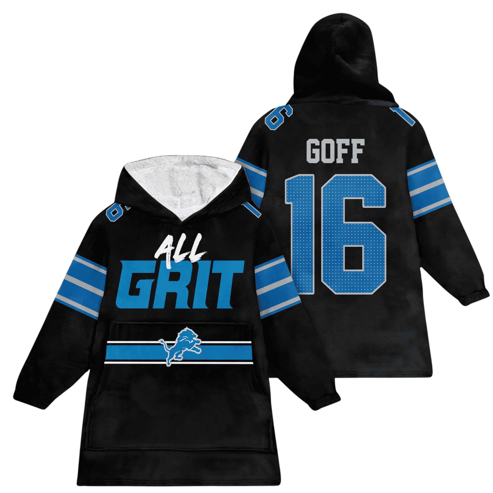 Lions All Grit Goff 16 Football Unisex Blanket Hoodie 1 Lions All Grit Goff 16 Football Unisex Blanket Hoodie