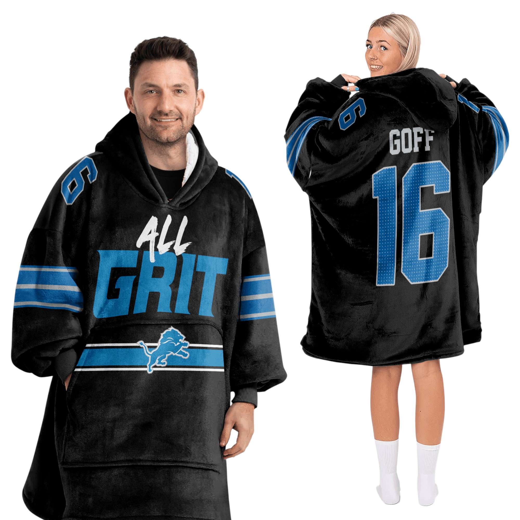 Lions All Grit Goff 16 Football Unisex Blanket Hoodie Lions All Grit Goff 16 Football Unisex Blanket Hoodie