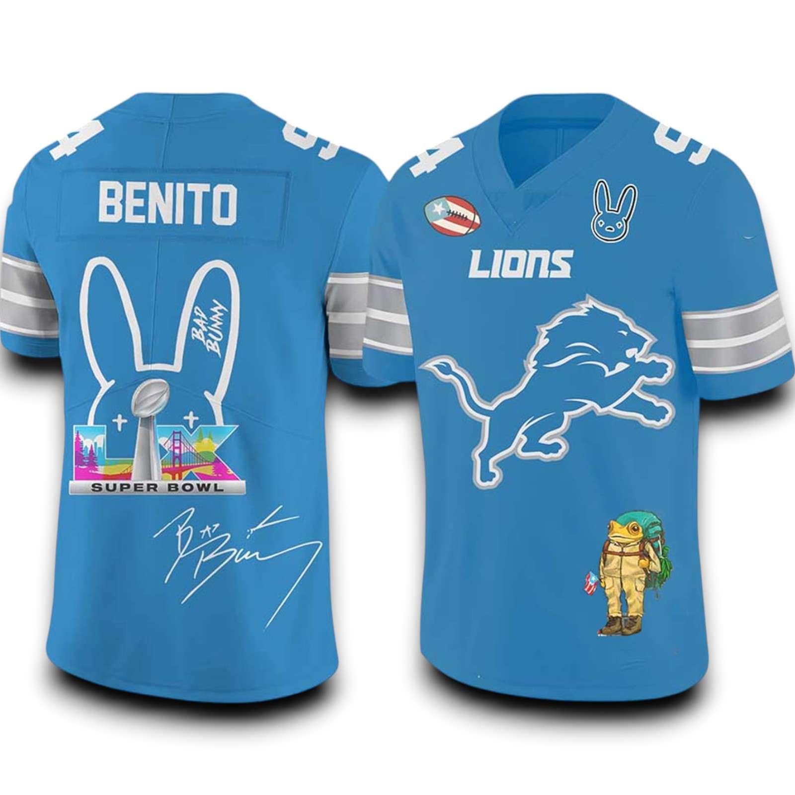 Lions Bad Bunny Super Bowl Football Jersey Lions Bad Bunny Super Bowl Football Jersey