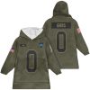 Lions Gibbs 0 Olive Salute To Service Football Unisex Blanket Hoodie