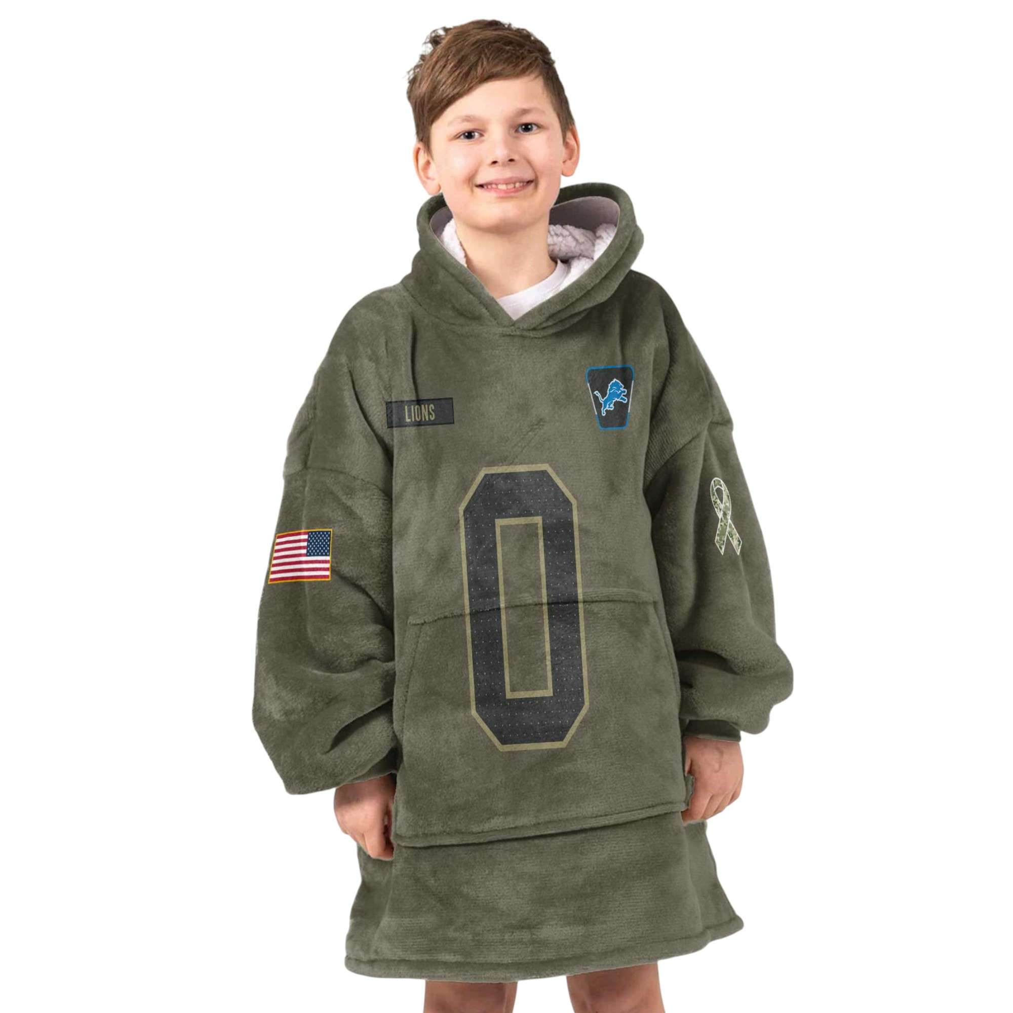 Lions Gibbs 0 Olive Salute To Service Football Unisex Blanket Hoodie 3 Lions Gibbs 0 Olive Salute To Service Football Unisex Blanket Hoodie