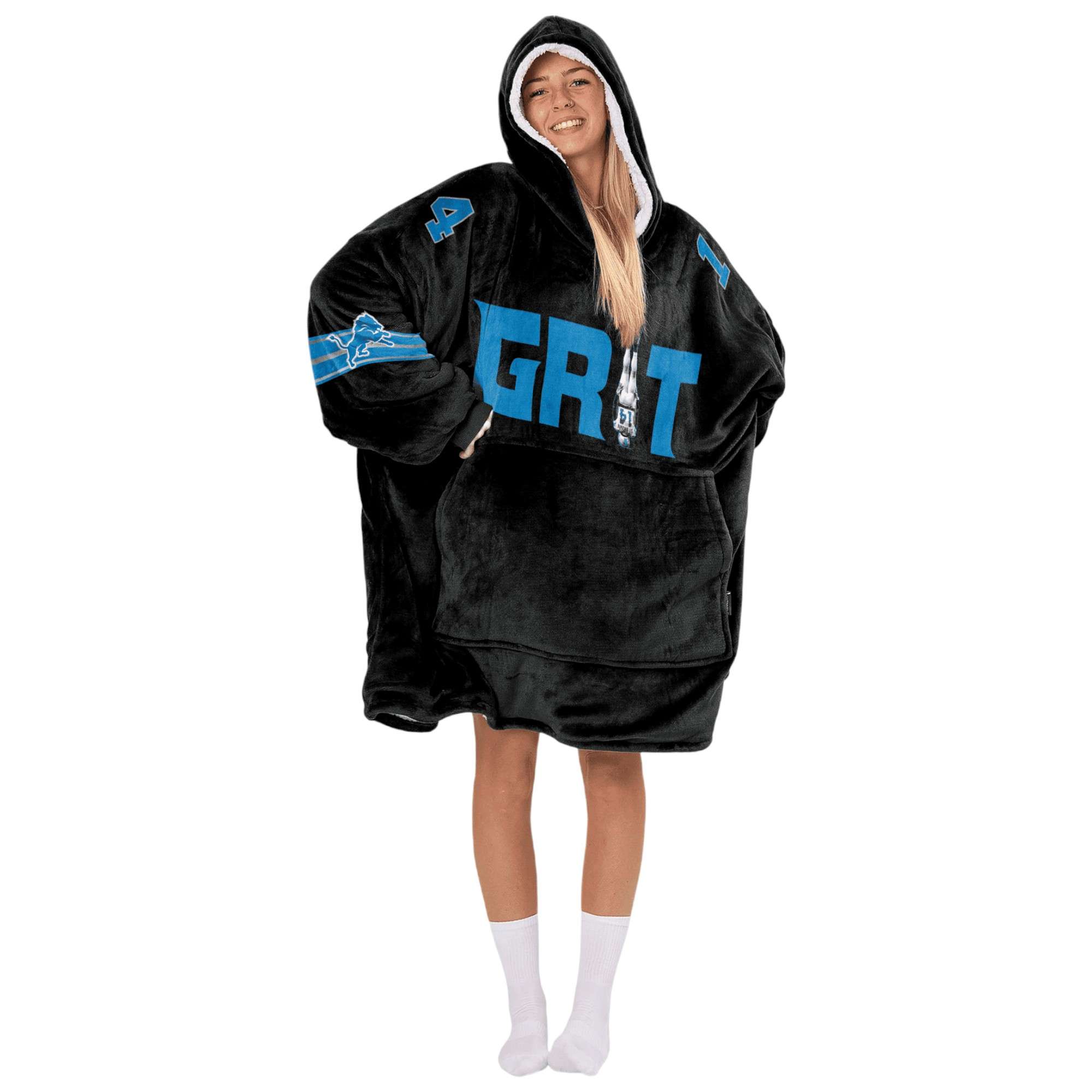 Lions Grit 14 St Brown Football Unisex Blanket Hoodie 3 Lions Grit 14 St Brown Football Unisex Blanket Hoodie