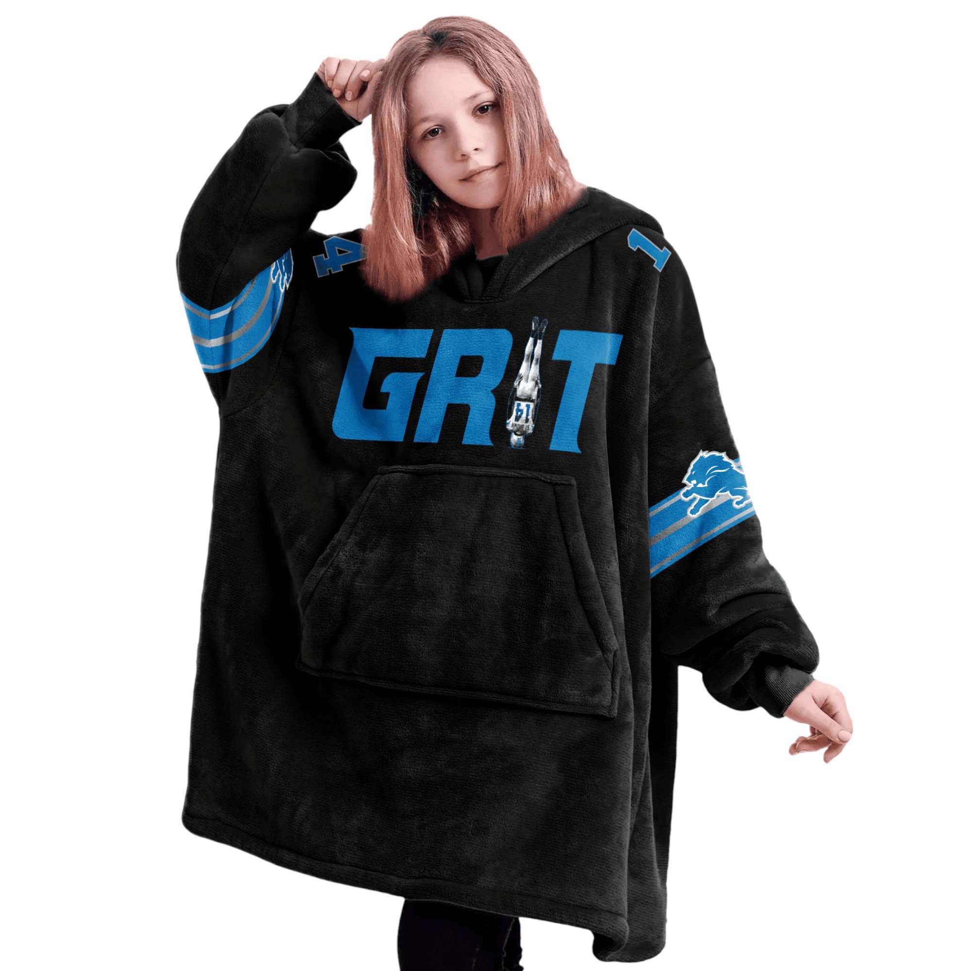 Lions Grit 14 St Brown Football Unisex Blanket Hoodie 5 Lions Grit 14 St Brown Football Unisex Blanket Hoodie