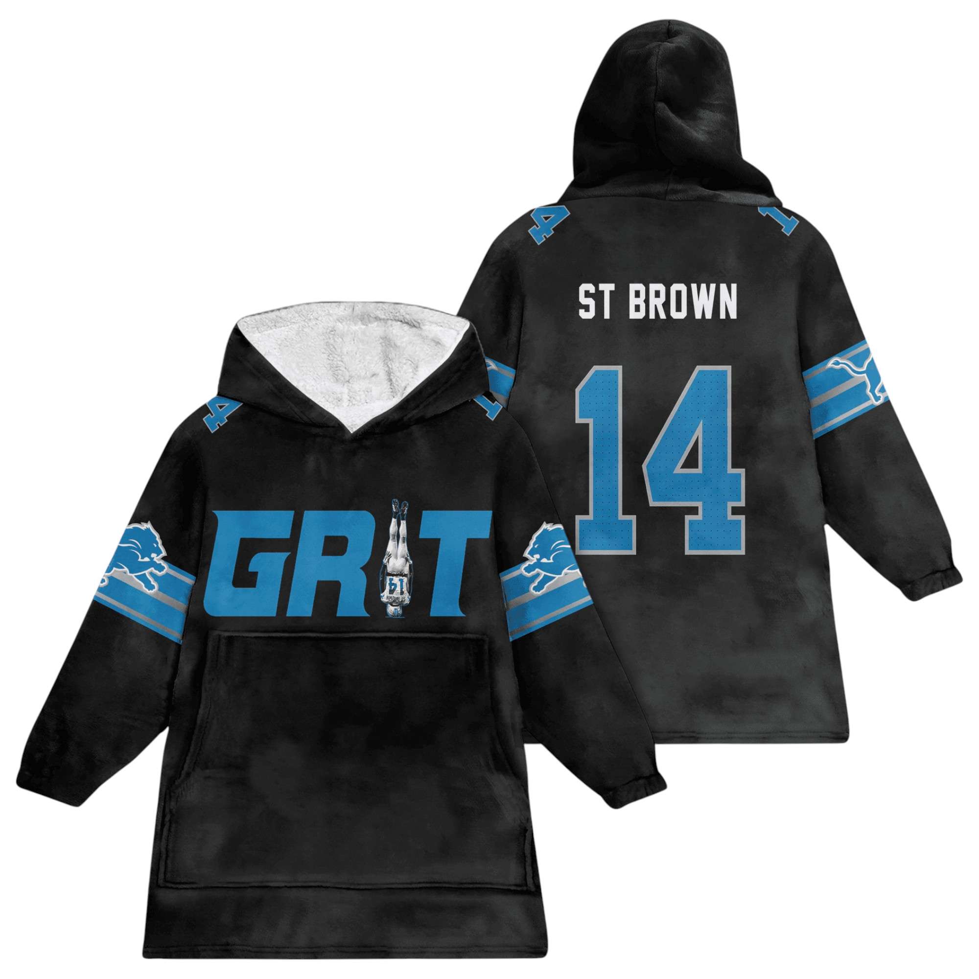 Lions Grit 14 St Brown Football Unisex Blanket Hoodie 1 Lions Grit 14 St Brown Football Unisex Blanket Hoodie