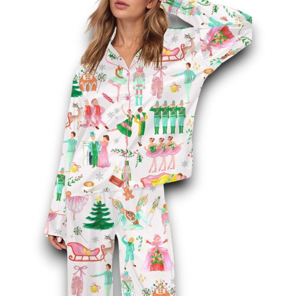 Lovely Nutcracker Christmas Silky Satin Pajama Set