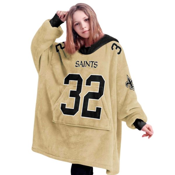 NO Saints Football Mathieu 32 Unisex Blanket Hoodie