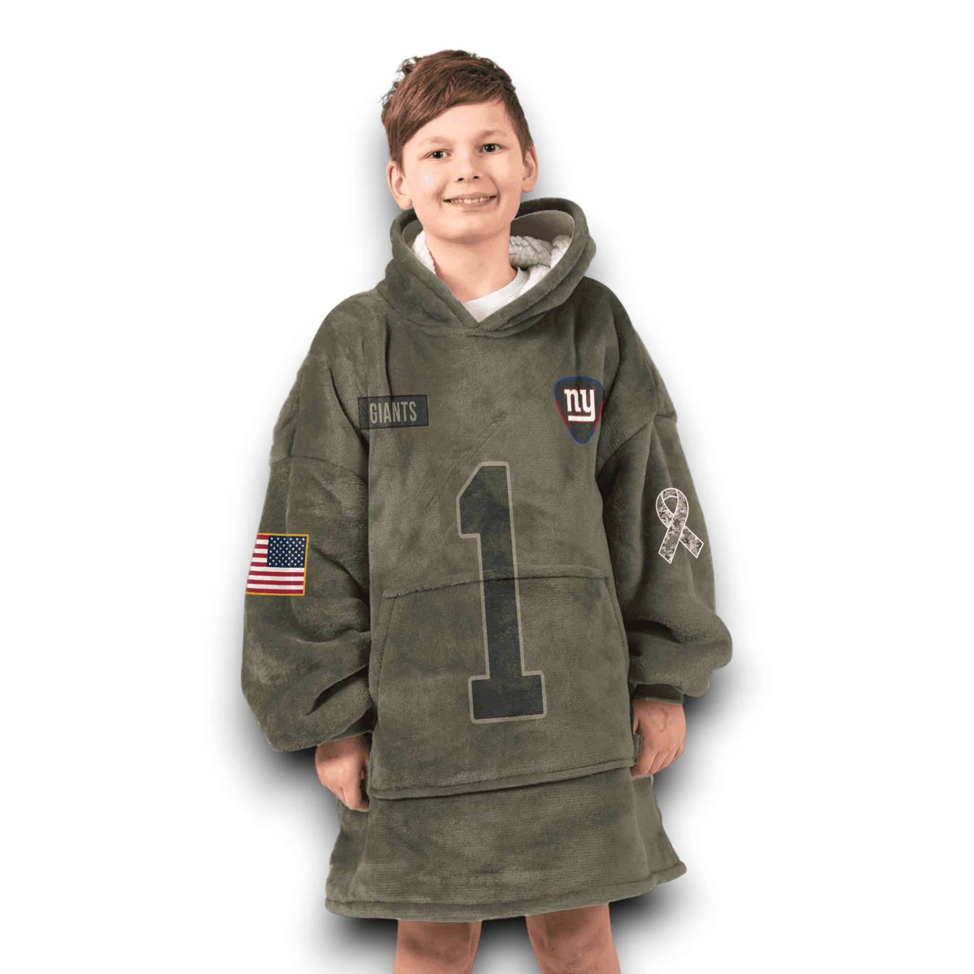 NY Giants Nabers 1 Olive Salute To Service Football Unisex Blanket Hoodie 6 NY Giants Nabers 1 Olive Salute To Service Football Unisex Blanket Hoodie