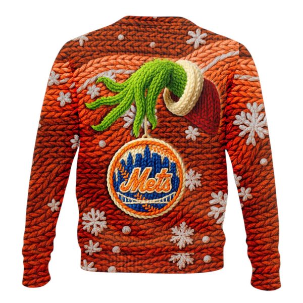 NY Mets 63rd Anniversary Grnch Ugly Christmas Sweater 2025