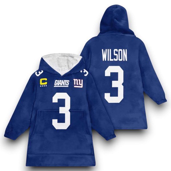Ny Giants Wilson 3 Captain Football Unisex Blanket Hoodie