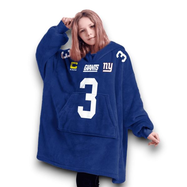 Ny Giants Wilson 3 Captain Football Unisex Blanket Hoodie