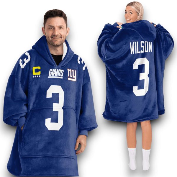 Ny Giants Wilson 3 Captain Football Unisex Blanket Hoodie