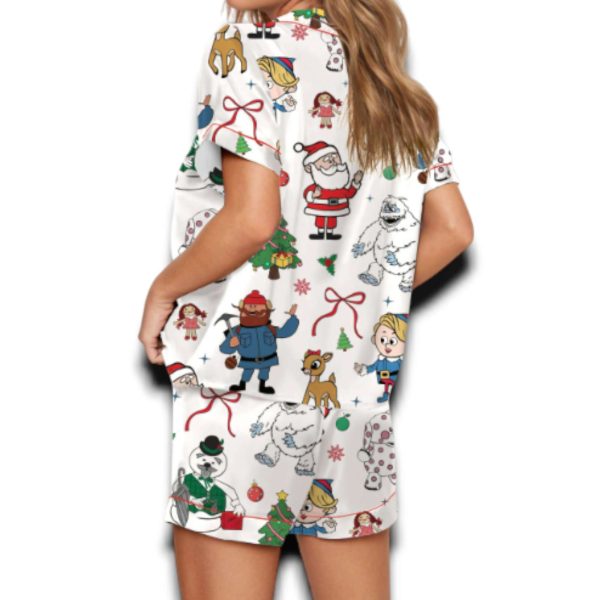Rudolph The Red Nosed Reindeer Christmas Silky Satin Pajama Set