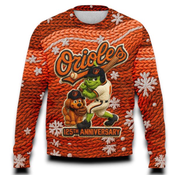 Orioles 125th Anniversary Grnch Ugly Christmas Sweater 2025