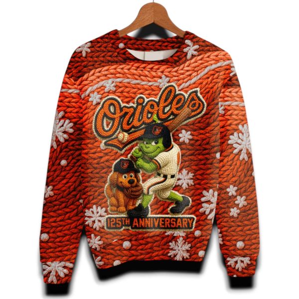 Orioles 125th Anniversary Grnch Ugly Christmas Sweater 2025