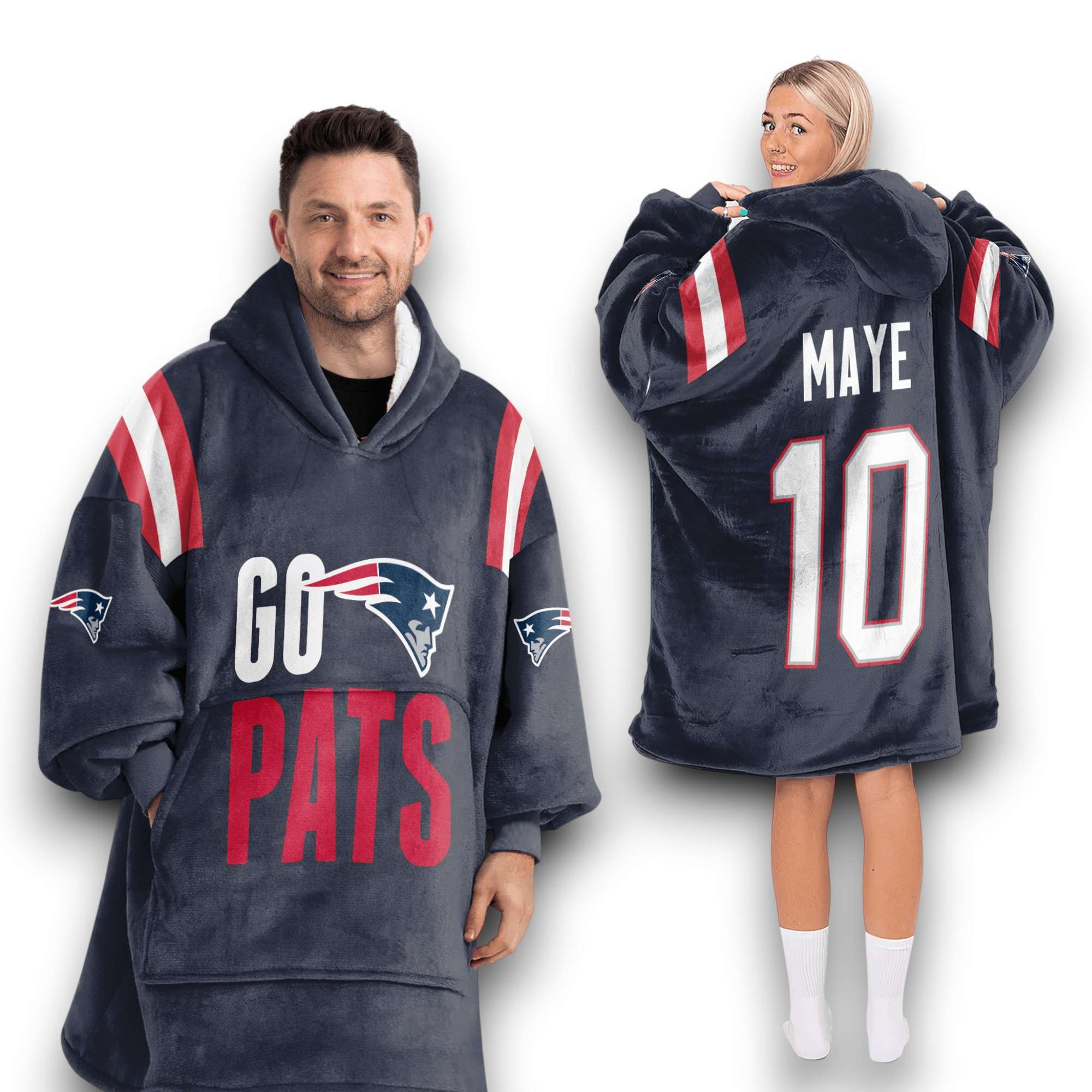 Patriots Go Pats Maye 10 Football Unisex Blanket Hoodie 2 Patriots Go Pats Maye 10 Football Unisex Blanket Hoodie