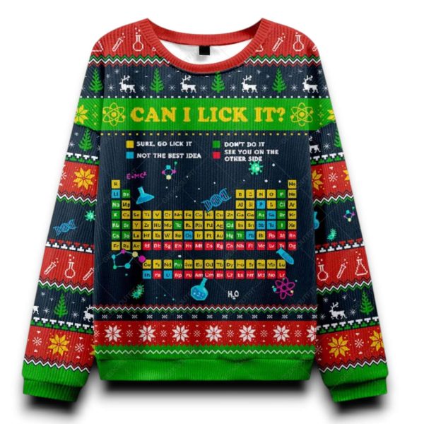 Periodic Table Can I Lick It Ugly Christmas Sweater 2025 1