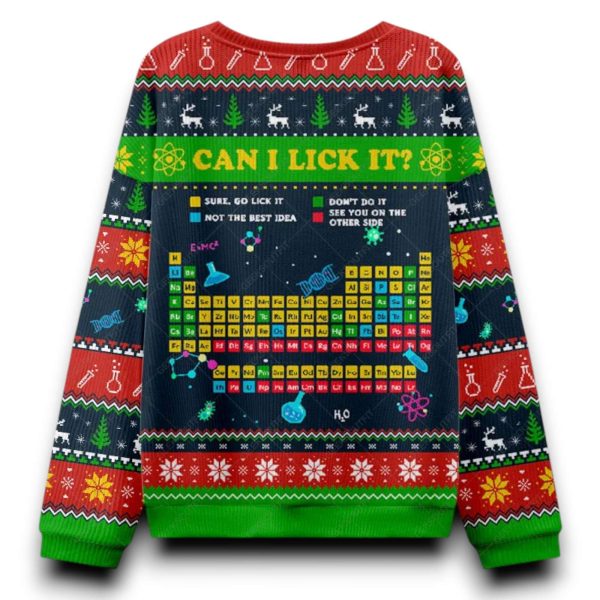 Periodic Table Can I Lick It Ugly Christmas Sweater 2025
