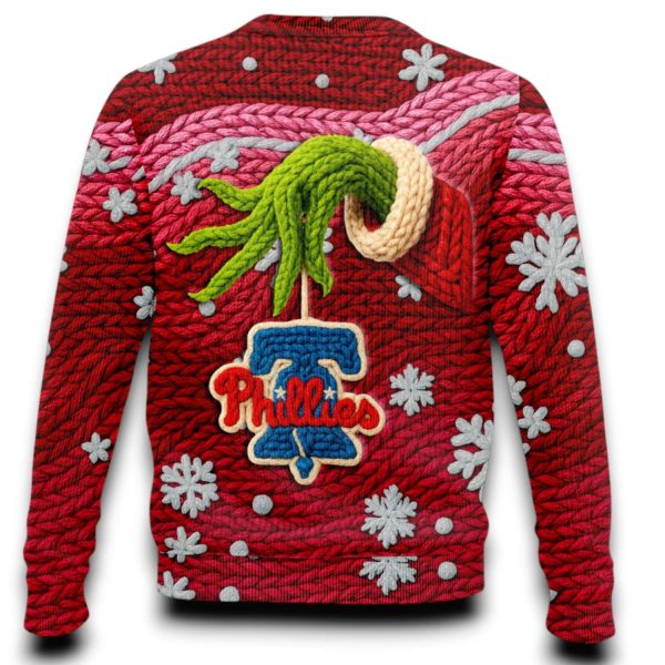 Phillies 142th Anniversary Grnch Ugly Christmas Sweater 2025