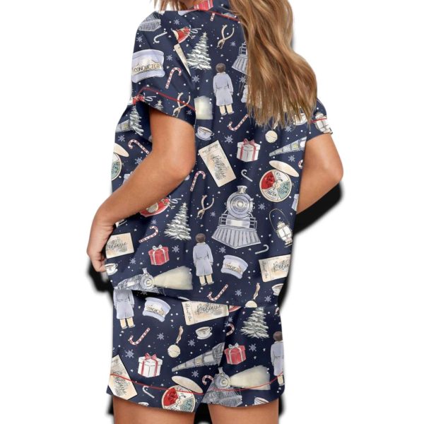 Polar Express Christmas Silky Satin Pajama Set For Women