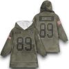 Raiders Bowers 89 Olive Salute To Service Football Blanket Hoodie