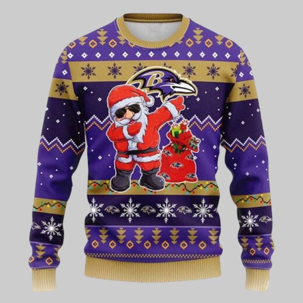 Ravens 2025 Santa Claus Christmas Ugly Sweater