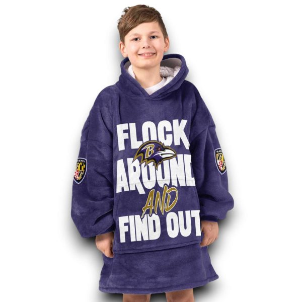 Ravens Flock Around And Find Out Jackson 8 Football Unisex Blanket Hoodie