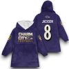 Ravens Jackson 8 Charm City Football Unisex Blanket Hoodie 12 Ravens Jackson 8 Charm City Football Unisex Blanket Hoodie