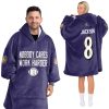 Ravens Jackson 8 Nobody Cares Work Harder Football Unisex Blanket Hoodie
