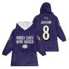Ravens Jackson 8 Nobody Cares Work Harder Football Unisex Blanket Hoodie