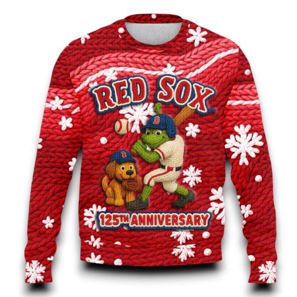 Red Sox 125th Anniversary Grnch Ugly Christmas Sweater 2025
