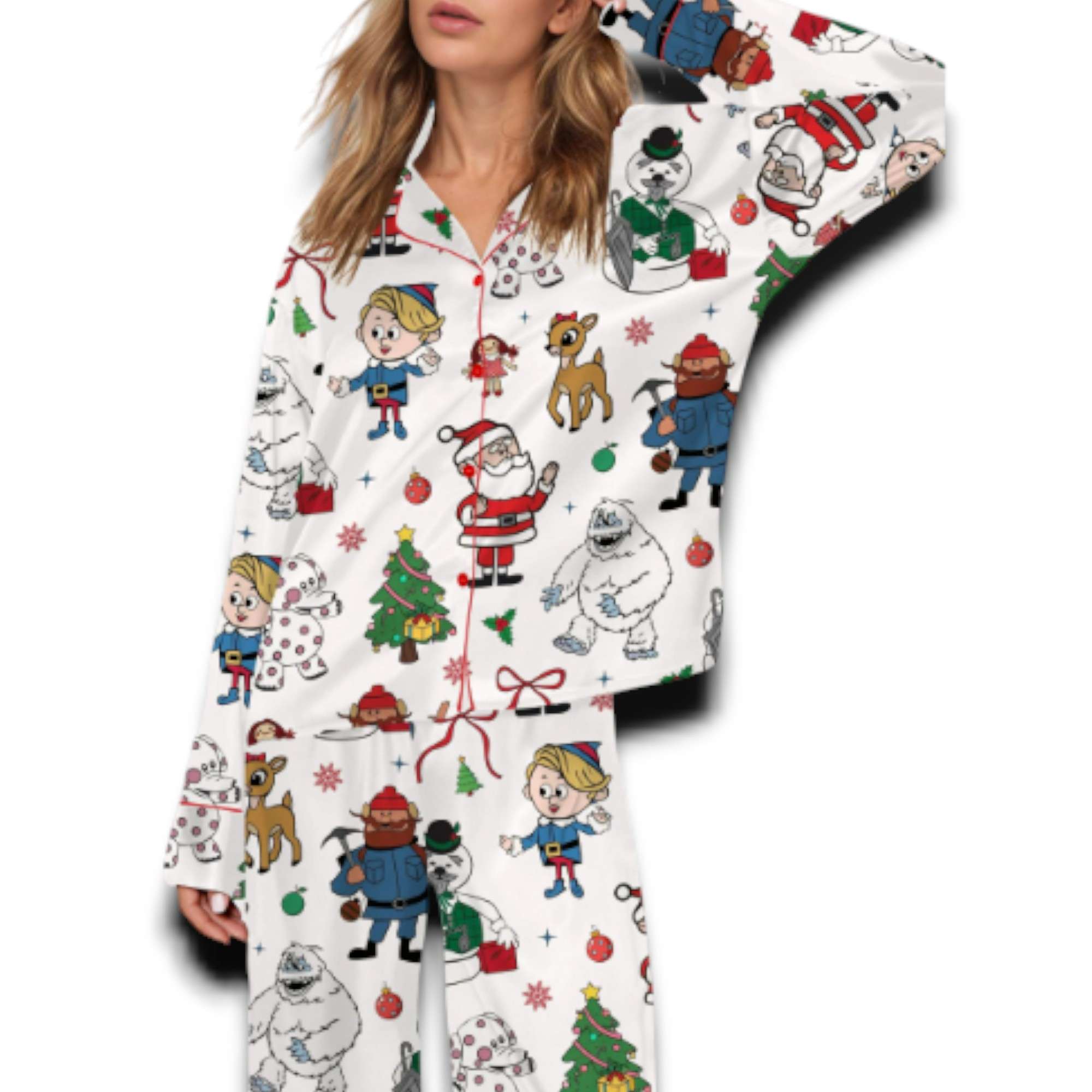 Rudolph The Red Nosed Reindeer Christmas Silky Satin Pajama Set Rudolph The Red Nosed Reindeer Christmas Silky Satin Pajama Set