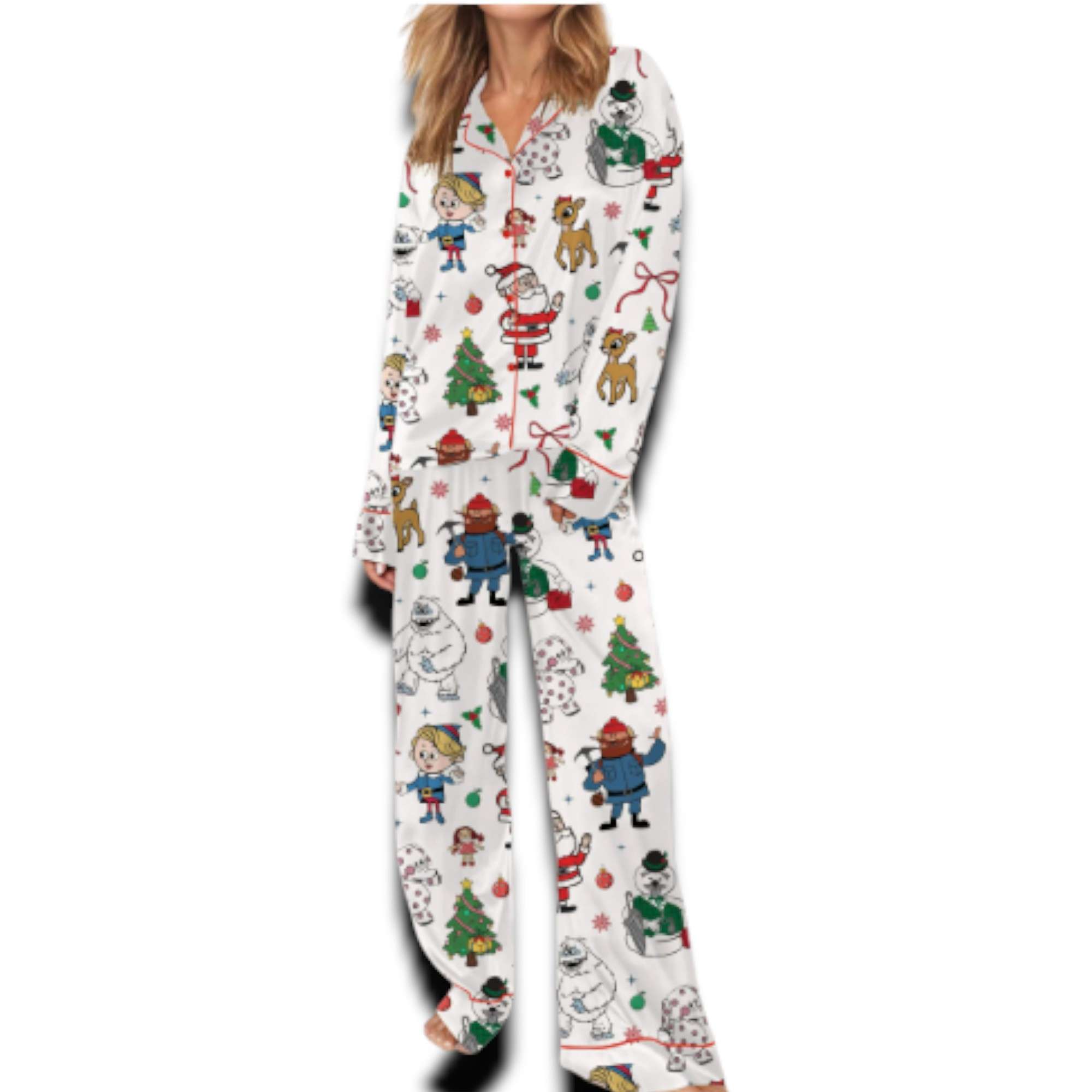 Rudolph The Red Nosed Reindeer Christmas Silky Satin Pajama Set 4 Rudolph The Red Nosed Reindeer Christmas Silky Satin Pajama Set
