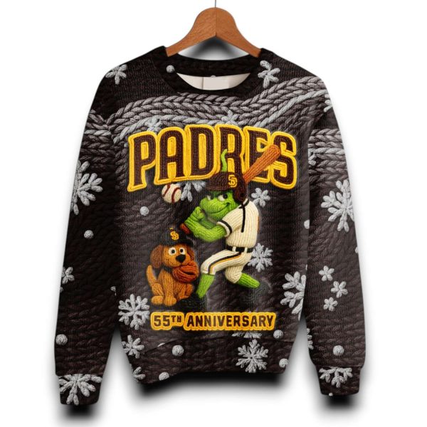 SD Padres 55th Anniversary Grnch Ugly Christmas Sweater 2025