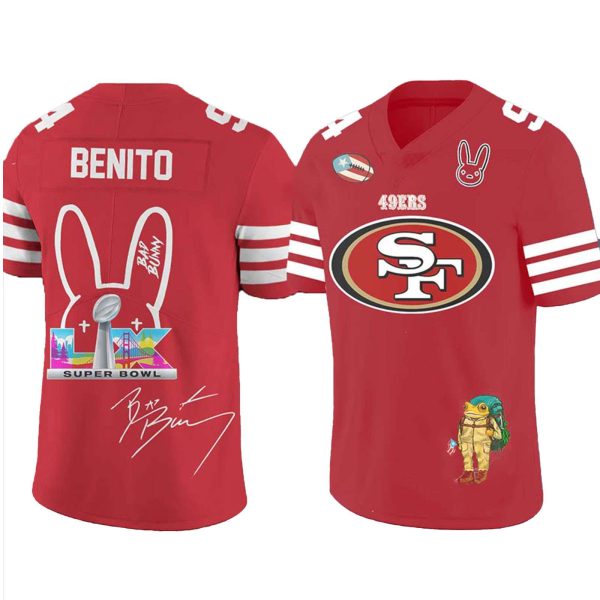 SF 49ers Bad Bunny Super Bowl Football Jersey