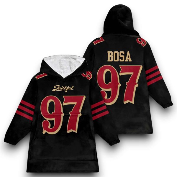 SF 49ers Faithful Bosa 97 Football Unisex Blanket Hoodie