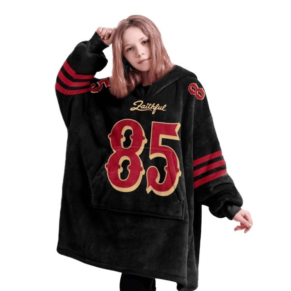 SF 49ers Faithful Kittle 85 Football Unisex Blanket Hoodie