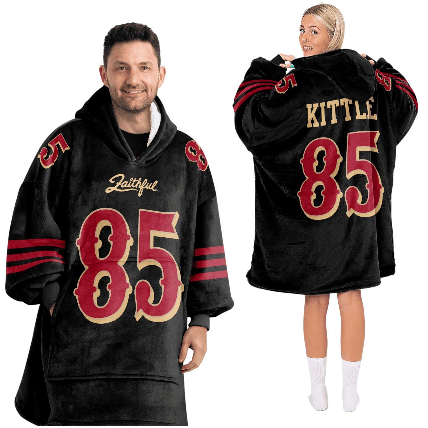 SF 49ers Faithful Kittle 85 Football Unisex Blanket Hoodie SF 49ers Faithful Kittle 85 Football Unisex Blanket Hoodie
