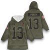 SF 49ers Purdy 13 Olive Salute To Service Football Blanket Hoodie